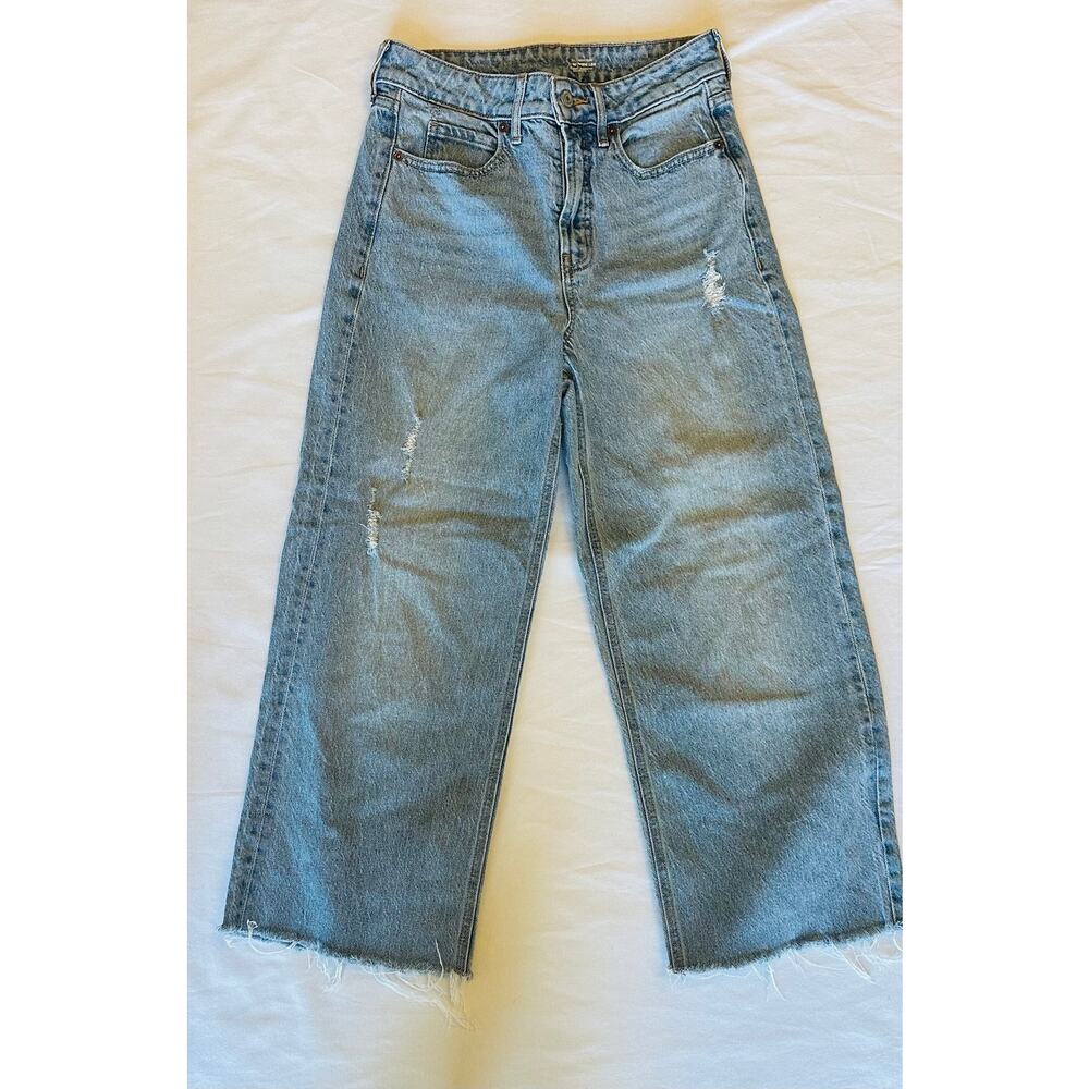 Old Navy High Rise Wide Leg Cropped Raw‎ Hem Jeans Women's Size 0